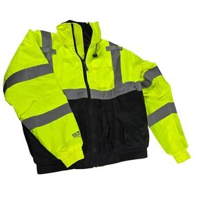 Tingley Job Sight High Visibility Bomber II Jacket Mens L Yellow Black J26112